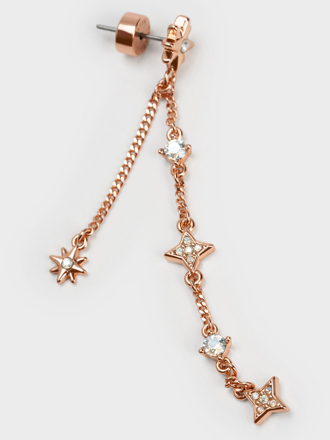 Star Motif Crystal-Embellished Drop Earrings, Rose Gold, hi-res