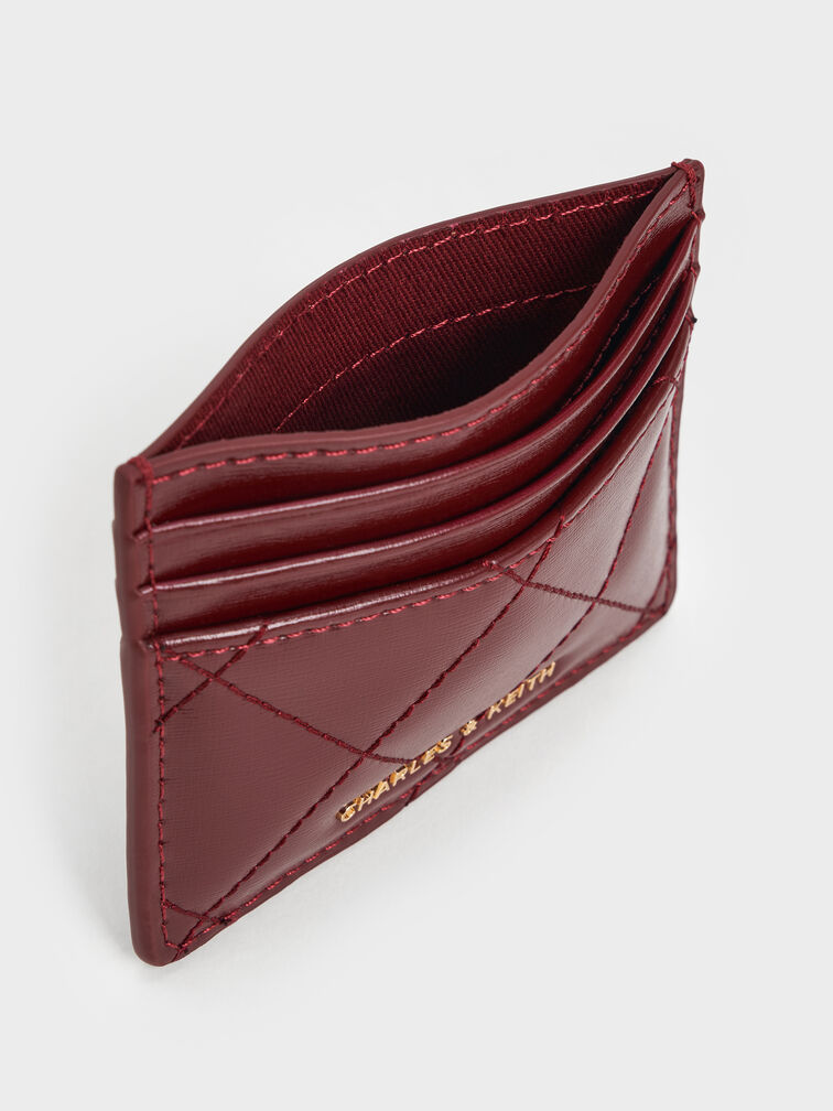 Janie Quilted Card Holder, Burgundy, hi-res