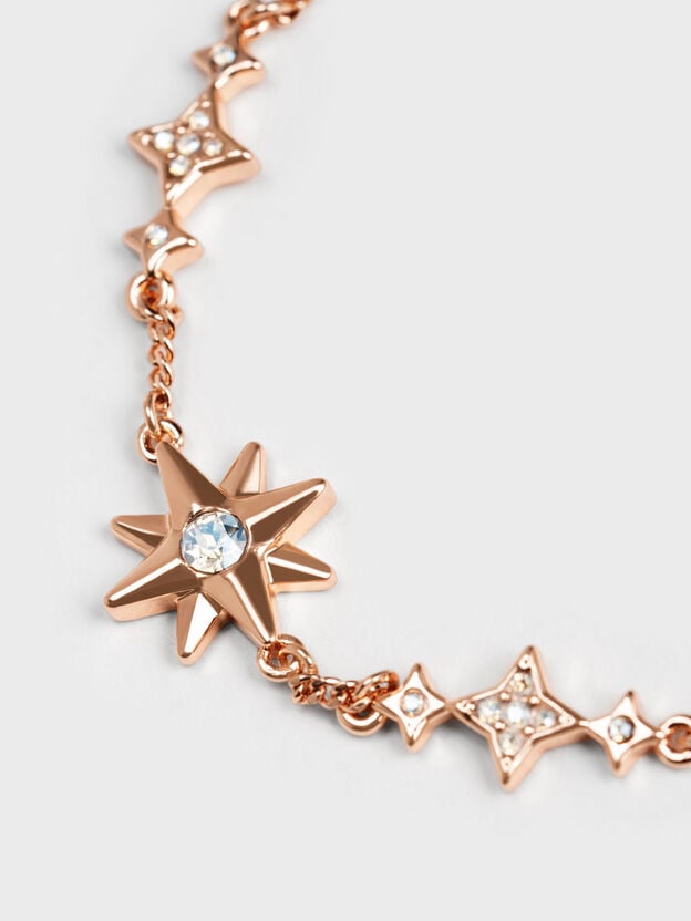 Pulsera adornada con cristales y estmpado de estrella, Oro rosa, hi-res