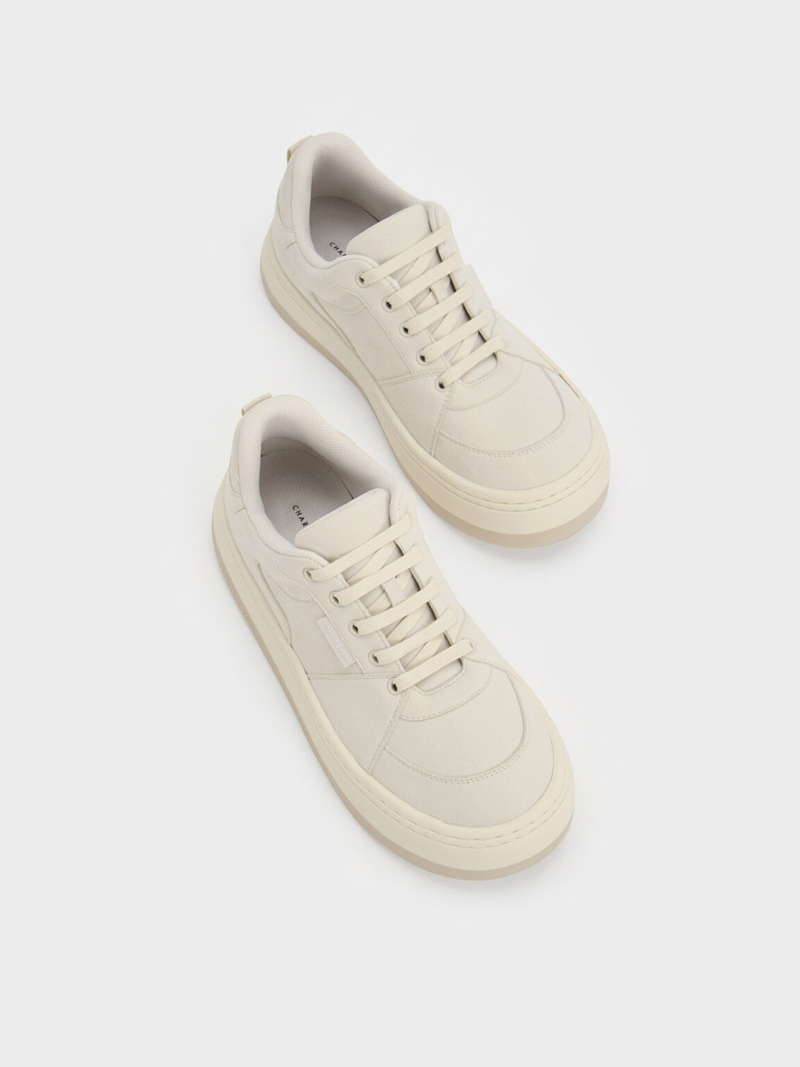 Light Grey Textured Low Top Sneakers CHARLES KEITH CA