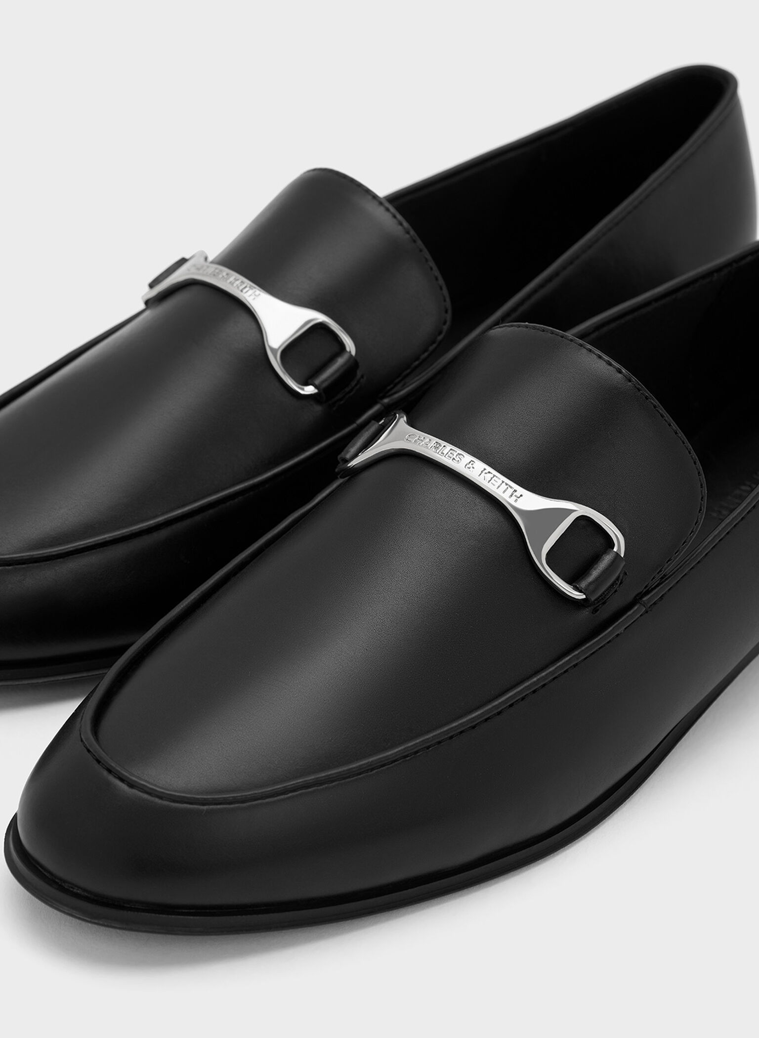 Leslie Metallic-Accent Loafers, Black, hi-res