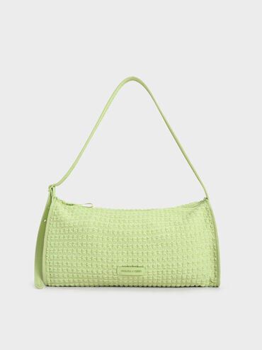Bolso alargado texturizado, Verde intenso, hi-res