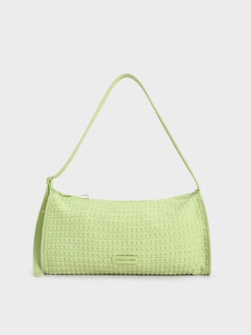 Textured Elongated Shoulder Bag, Zesty Green, hi-res