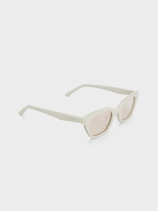 Gafas de sol tipo cat-eye anguladas Vesta, Blanco tiza, hi-res