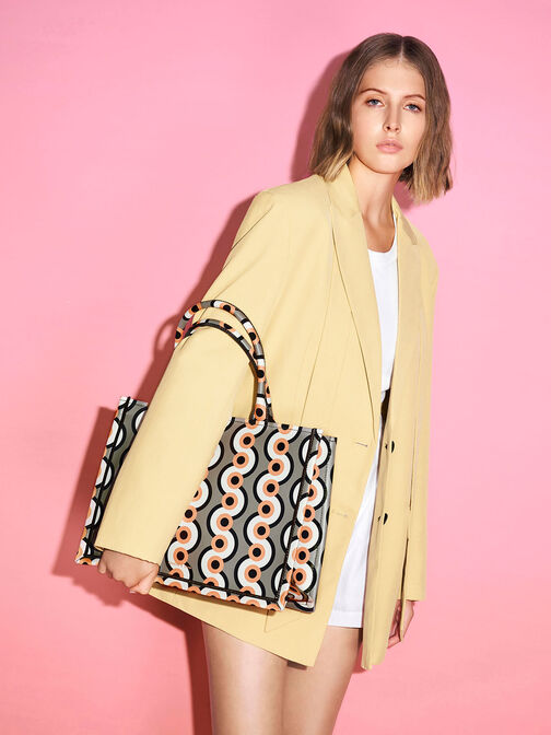 Jump Print Tote Bag, Taupe, hi-res