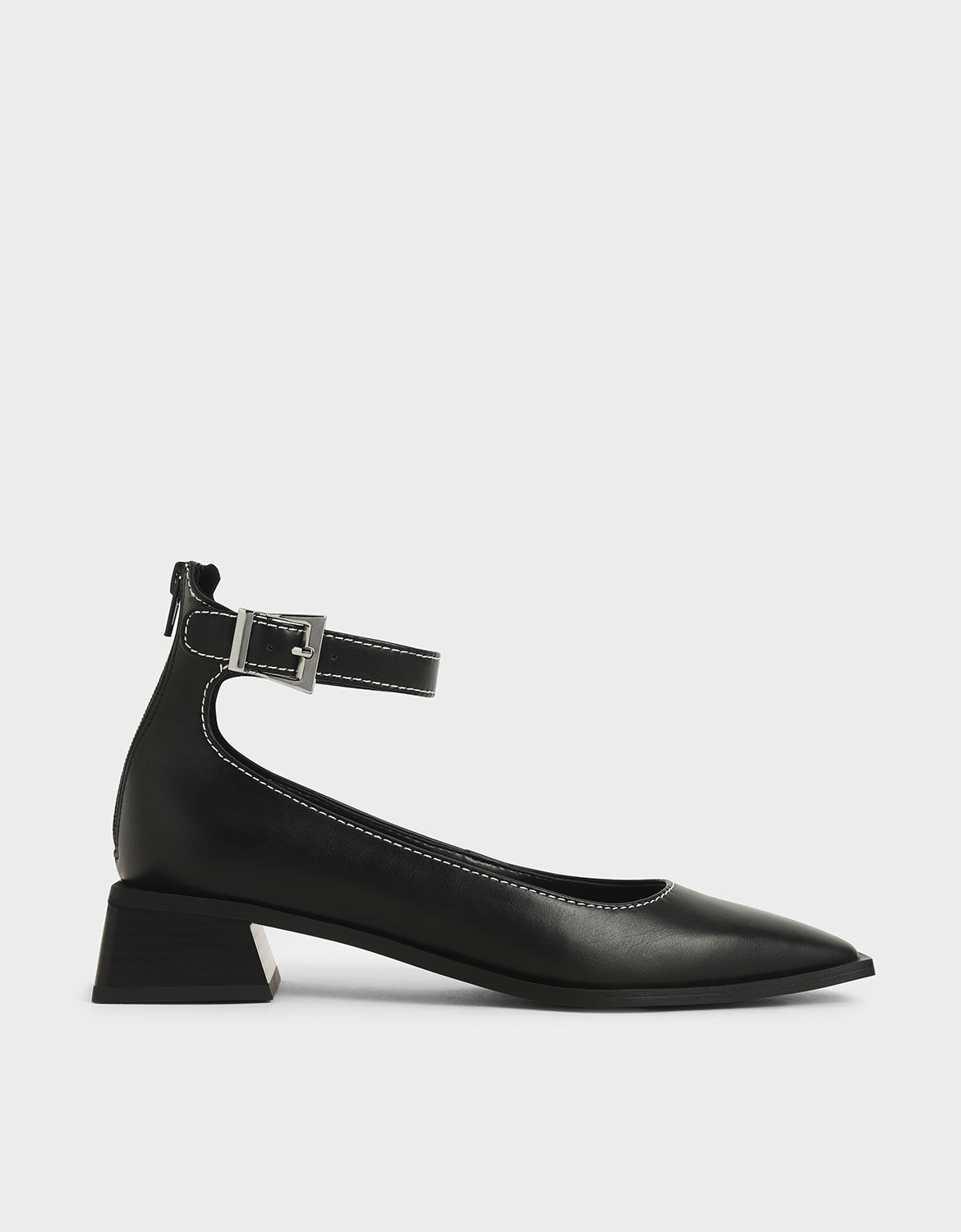 square toe ankle strap heels
