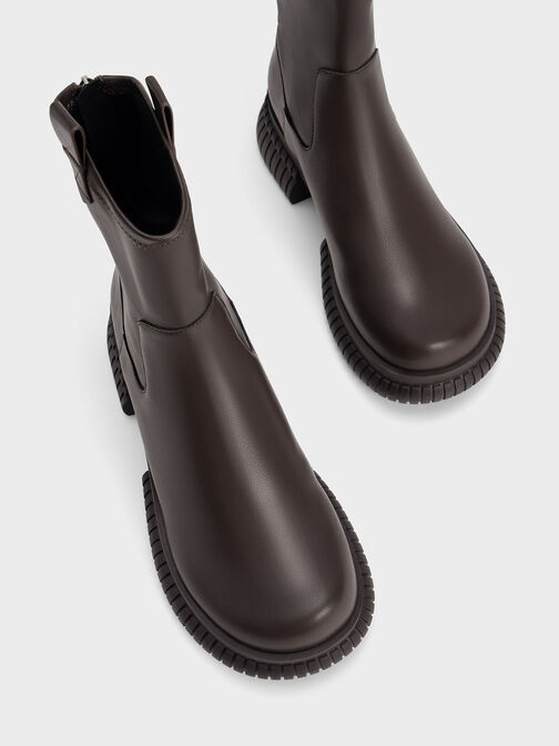 Cowboy Platform Ankle Boots, Dark Brown, hi-res