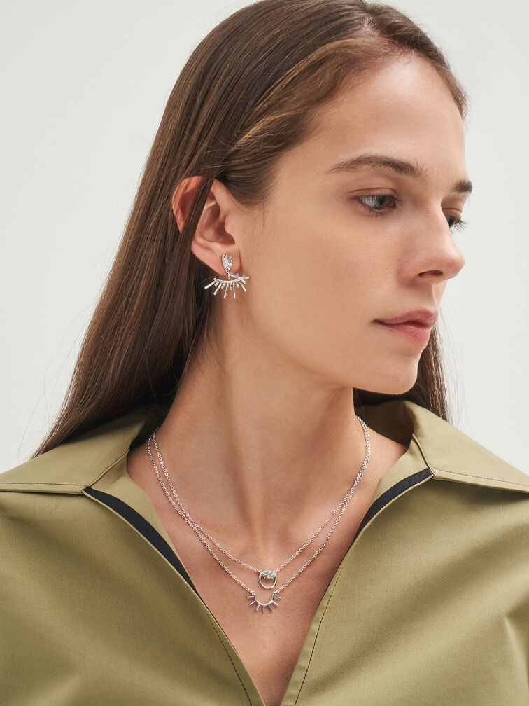 Swarovski® Crystal Pendant Princess Necklace, Silver, hi-res
