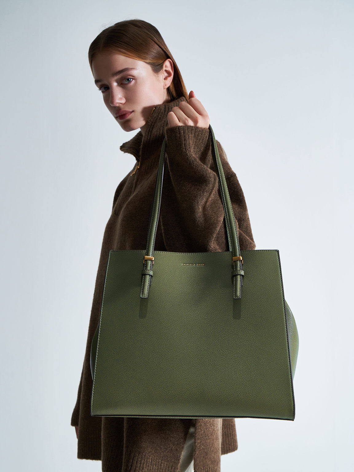 Charles and keith olive discount green bag