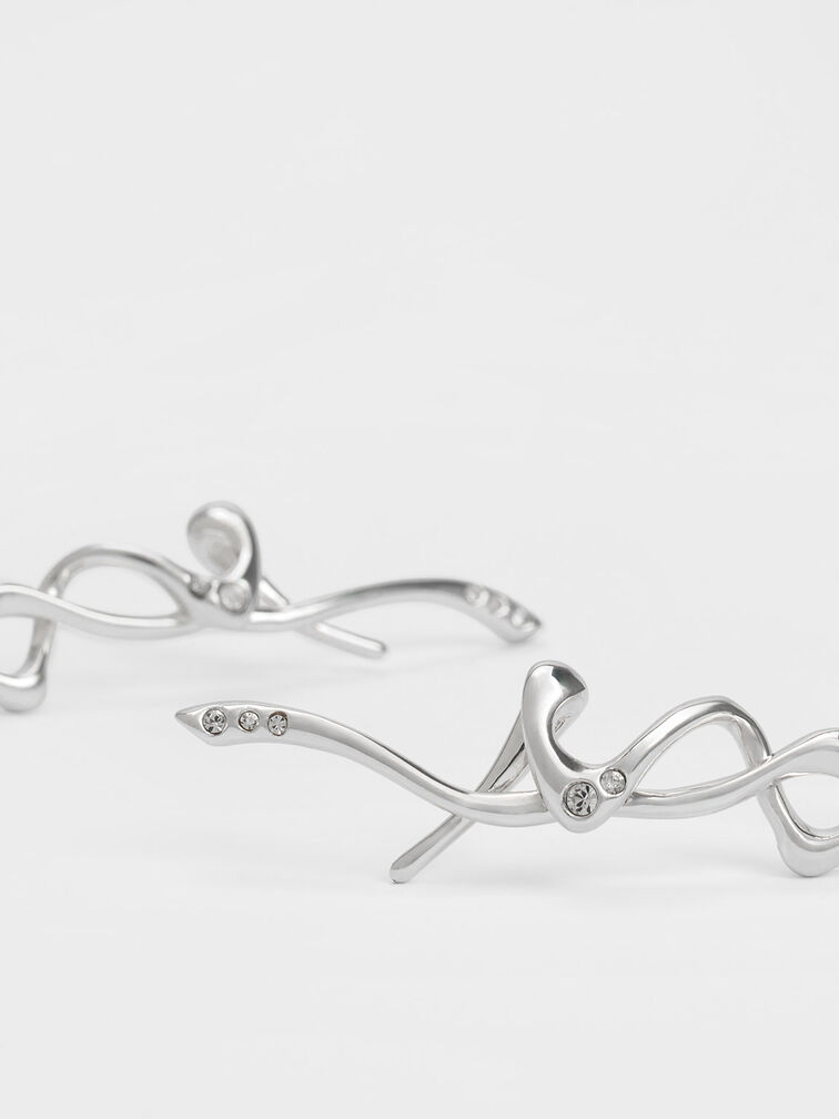 Allegro Sculptural Drop Earrings, Silver, hi-res