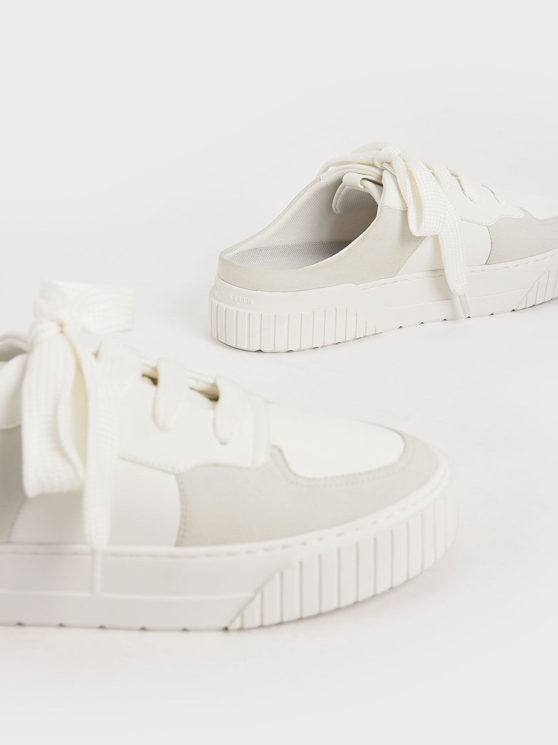 Microsuede Slip-On Trainers, White, hi-res