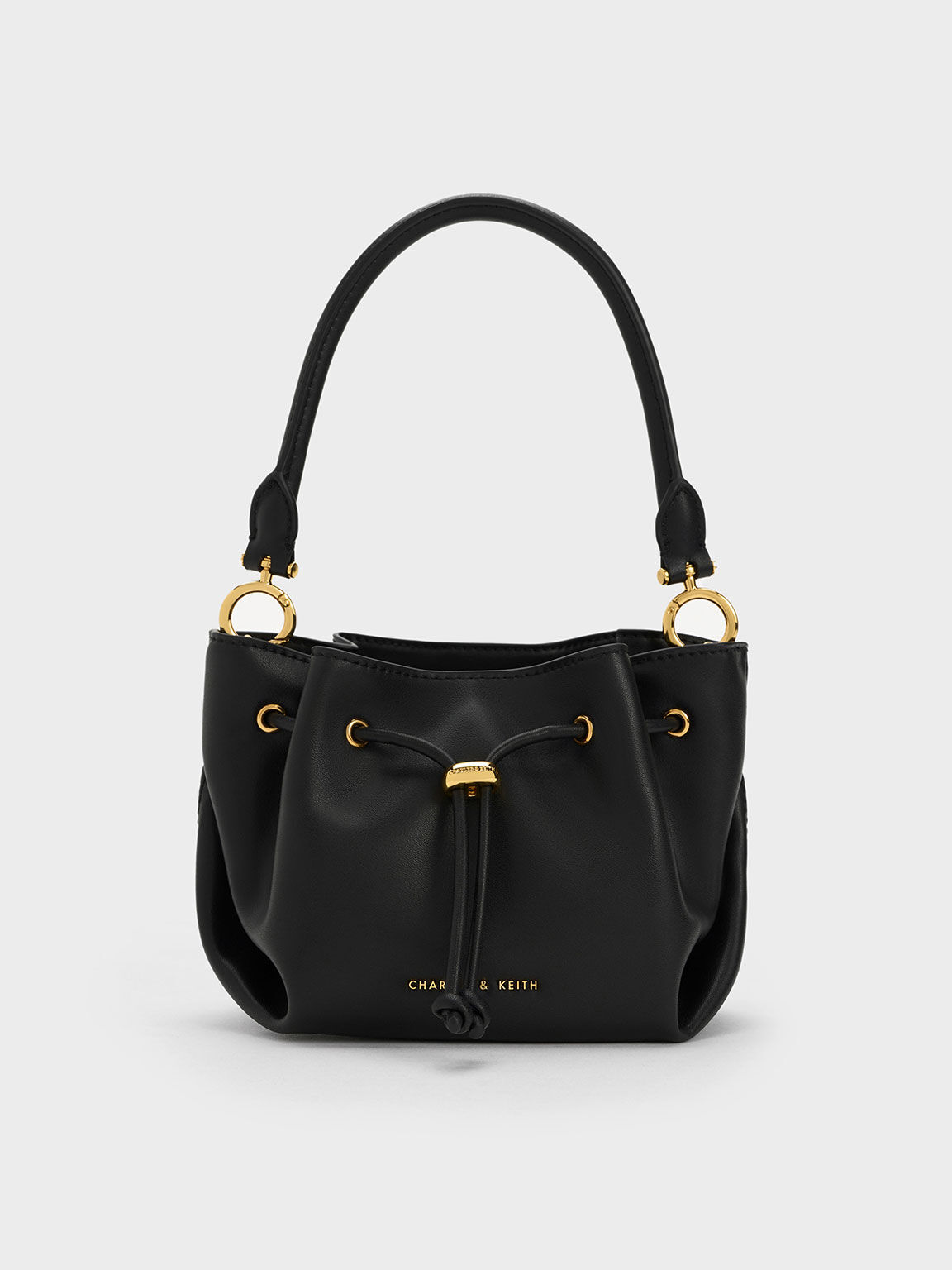 Boaz Drawstring Top Handle Bag, Black, hi-res