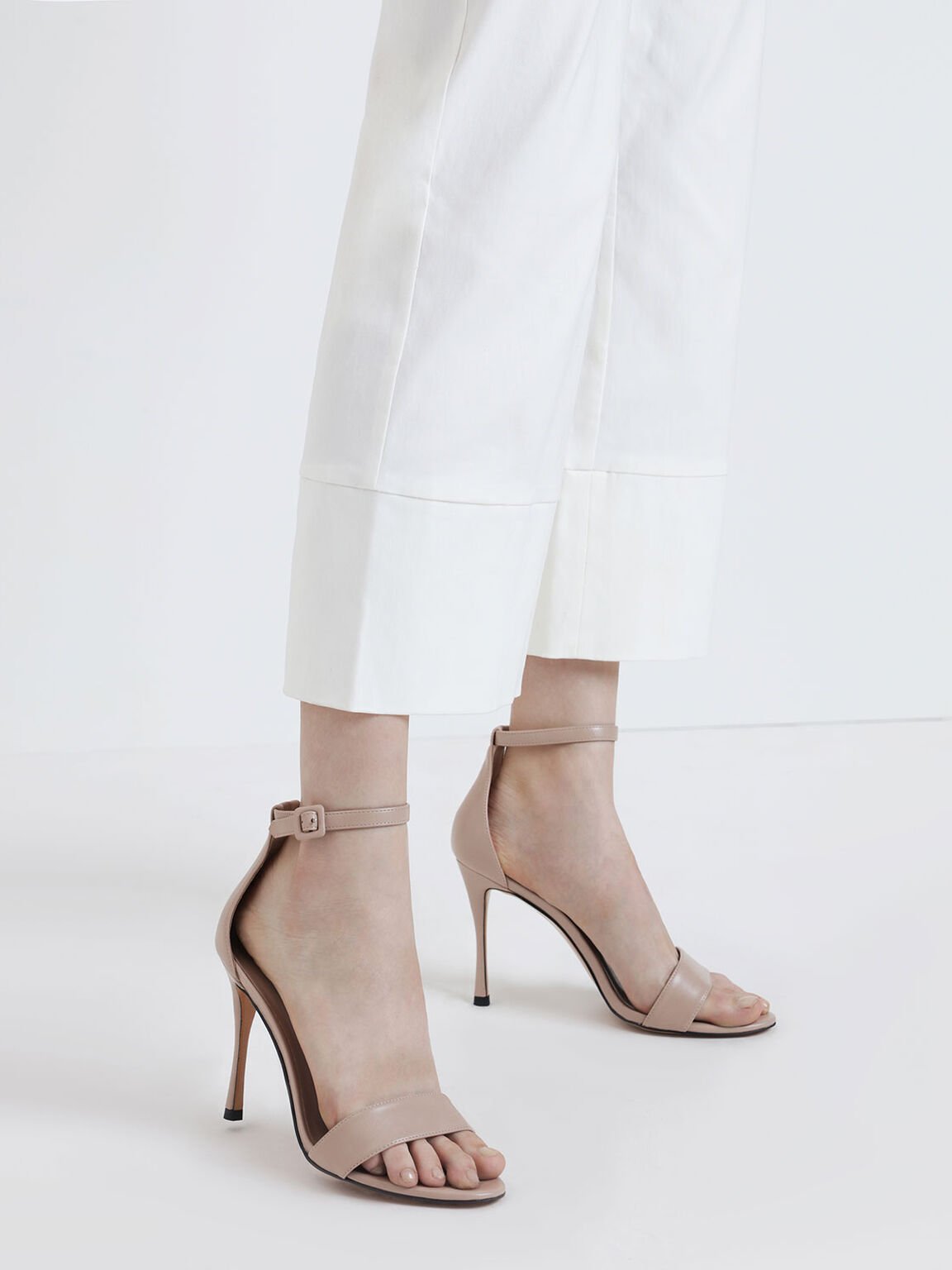 Ankle Strap Stiletto Heels, Nude, hi-res