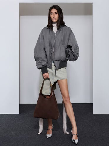 Edna Recycled Suede Bucket Bag, Espresso Brown, hi-res