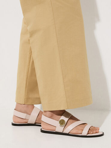 Yara Turn Lock Strappy Sandals, Cream, hi-res