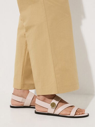 Yara Turn Lock Strappy Sandals, Cream, hi-res
