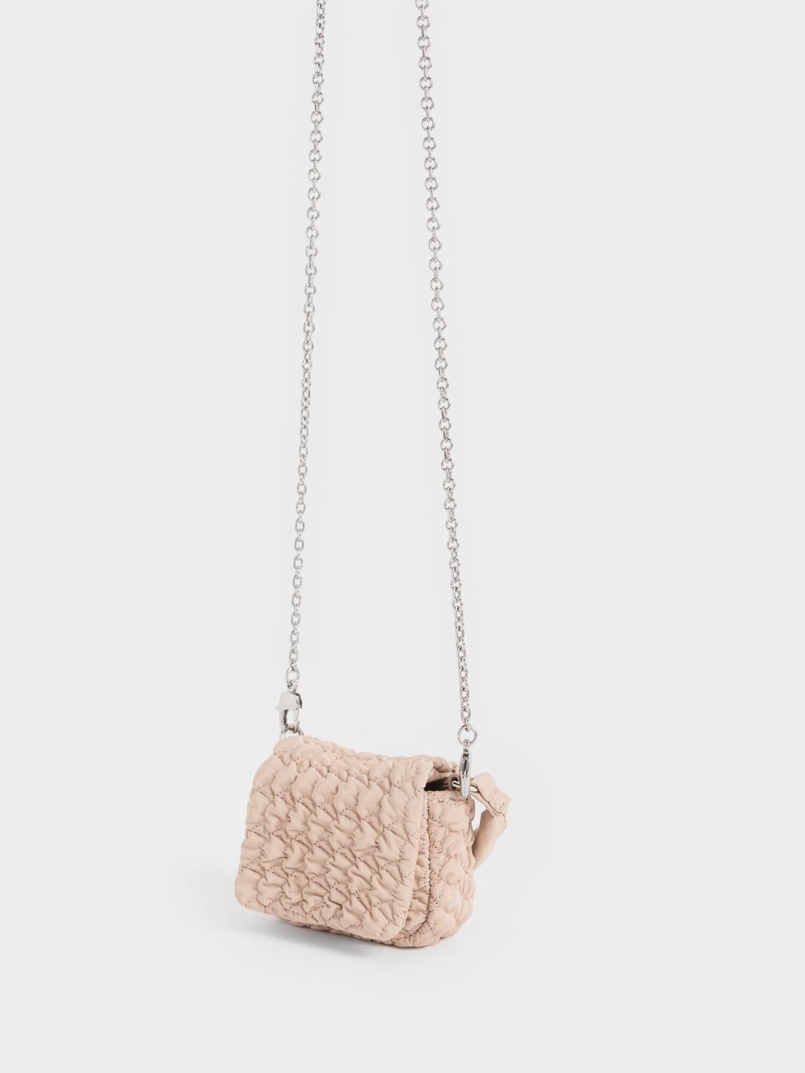 Nylon Ruched Mini Bag, Nude, hi-res