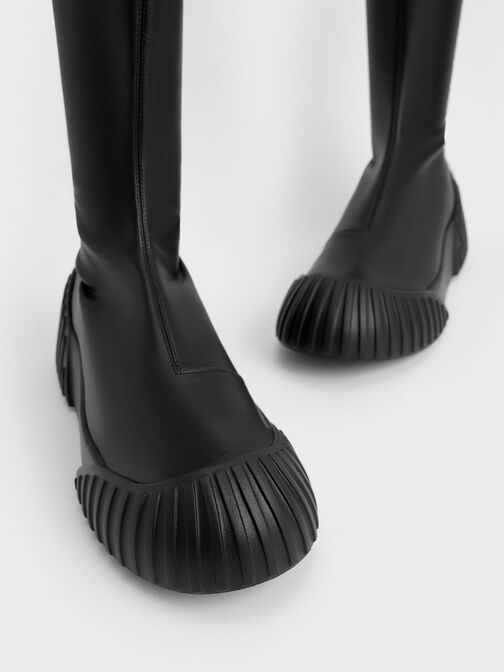 Adrian Chunky Sole Calf Boots, Black, hi-res