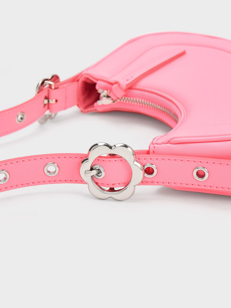 Petra Curved Shoulder Bag, Pink, hi-res