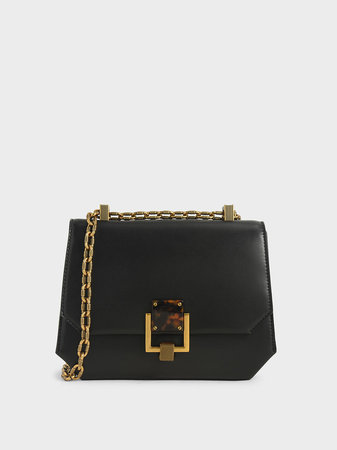 Black Chain Handle Geometric Crossbody Bag Charles Keith My