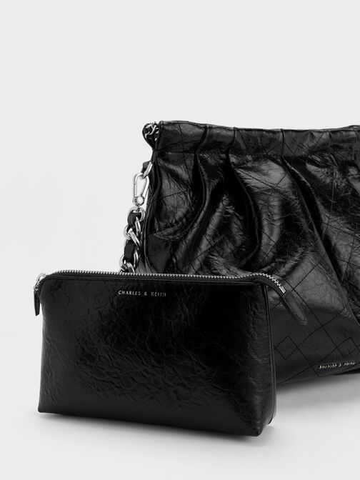 Bolso hobo Duo con doble cadena, Noir, hi-res