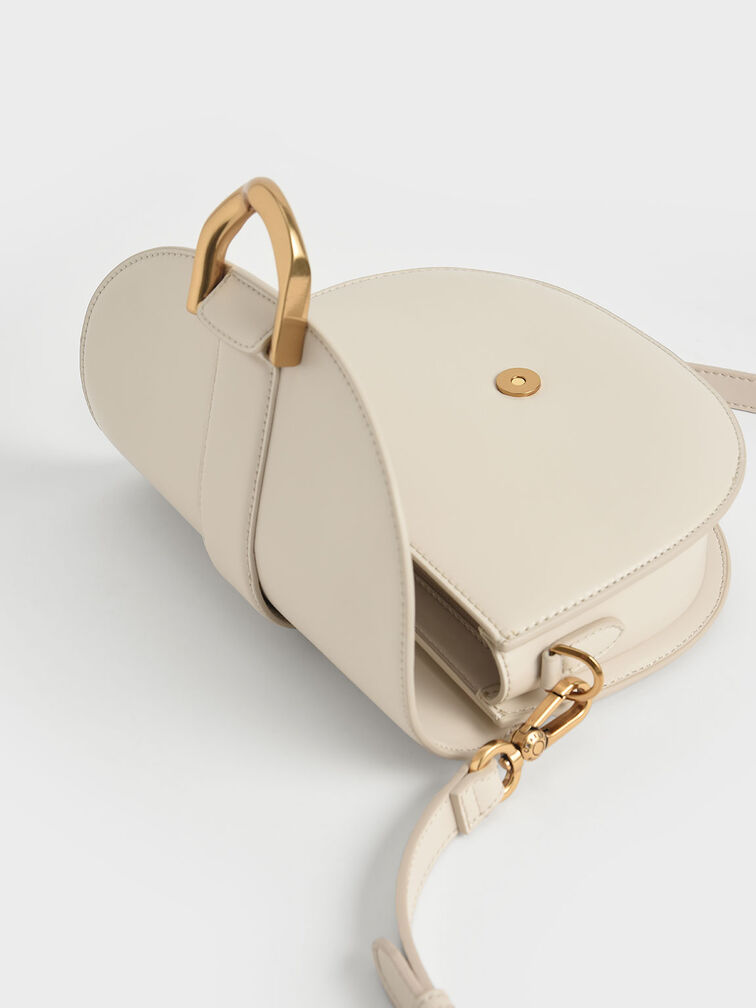 Charles & Keith Micro Gabine Saddle Bag in Natural