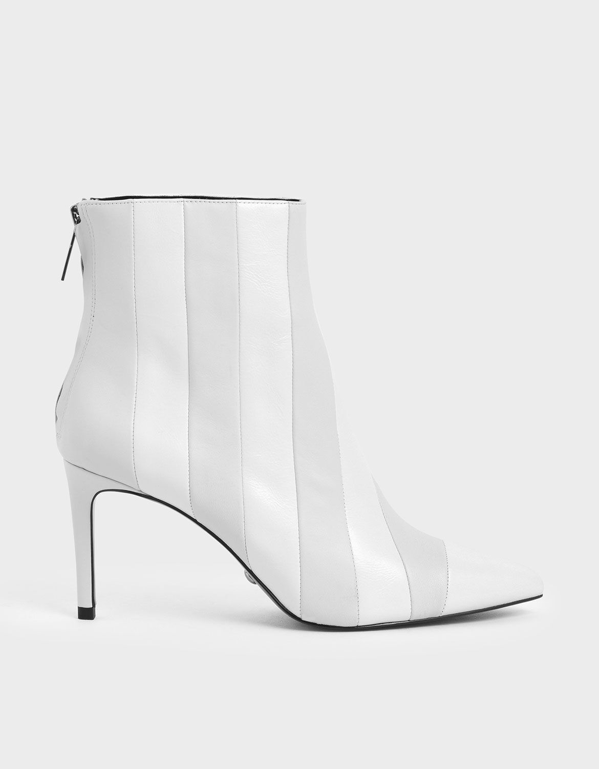 white pleather booties