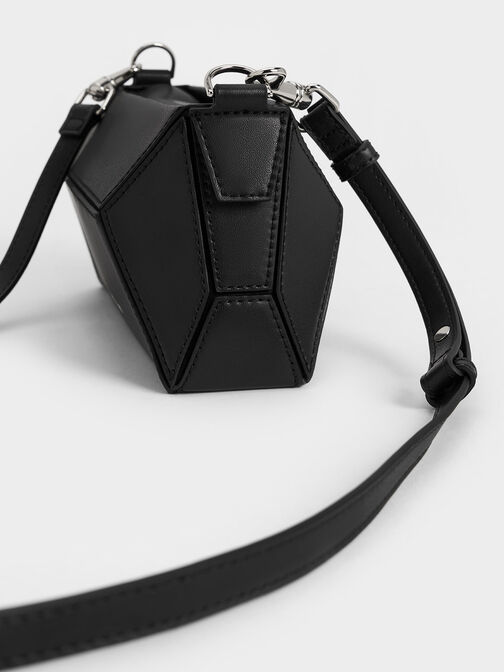 Nasrin Geometric Chain-Handle Shoulder Bag, Noir, hi-res