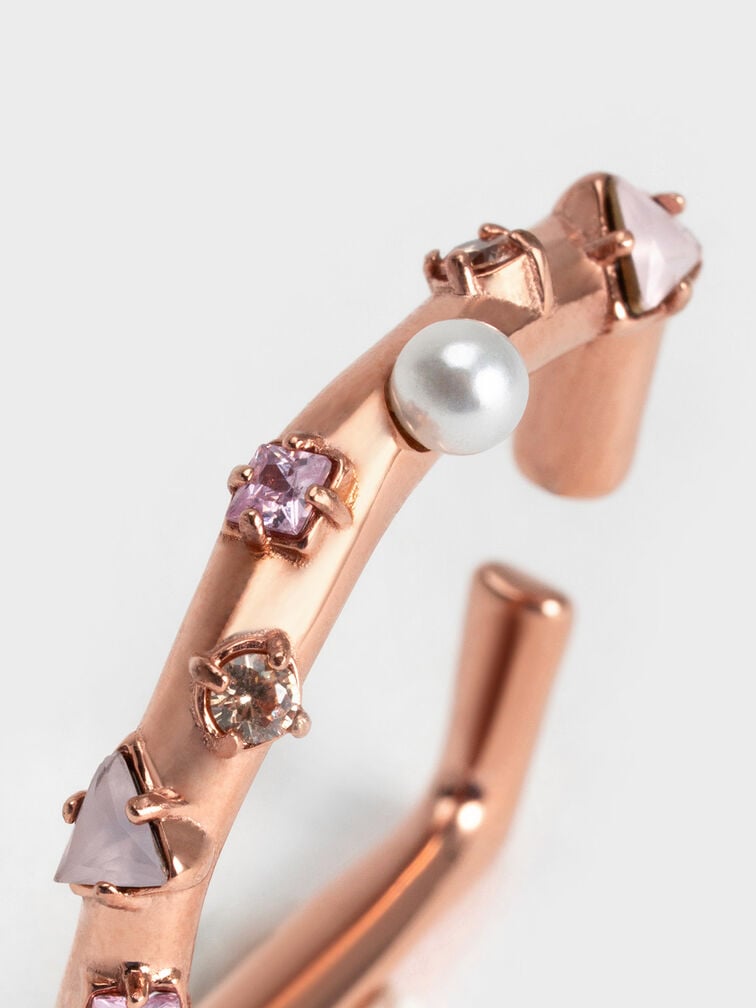 Pearl & Crystal-Embellished Ring, Rose Gold, hi-res