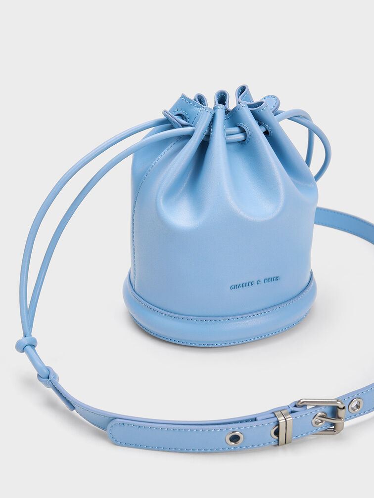 Blossom Drawstring Bucket Bag, Light Blue, hi-res