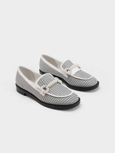 Checkered Beaded Strap Loafers, Multi, hi-res