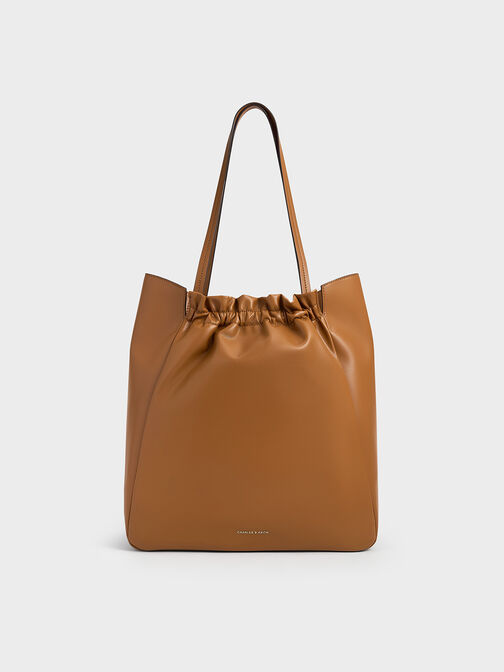 Bolso tote fruncido Brigette, Marrón, hi-res