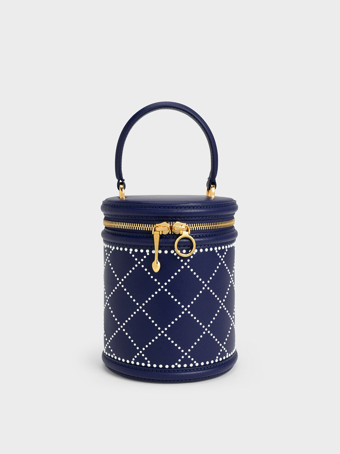 Marietta 菱格紋水桶包, 海軍藍, hi-res