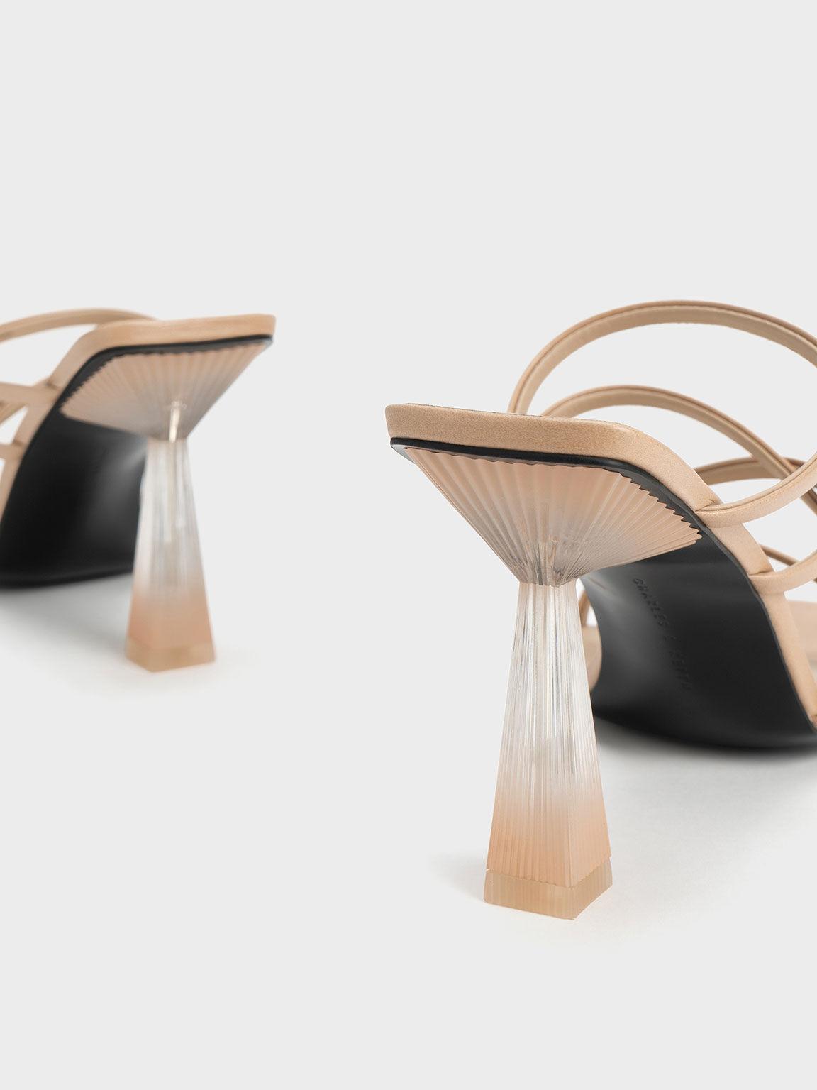 Transparent Heel Strappy Mules, Nude, hi-res