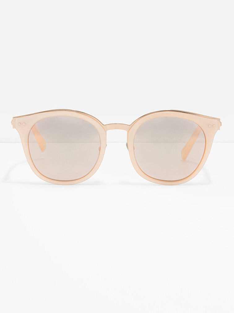 Round Wayfarer Sunglasses, Pink, hi-res