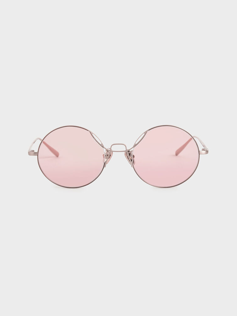 Round Tinted Sunglasses, Rose Gold, hi-res