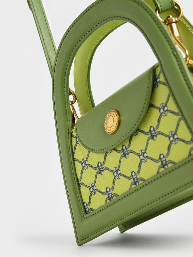 Este Printed Trapeze Bag, Lime, hi-res