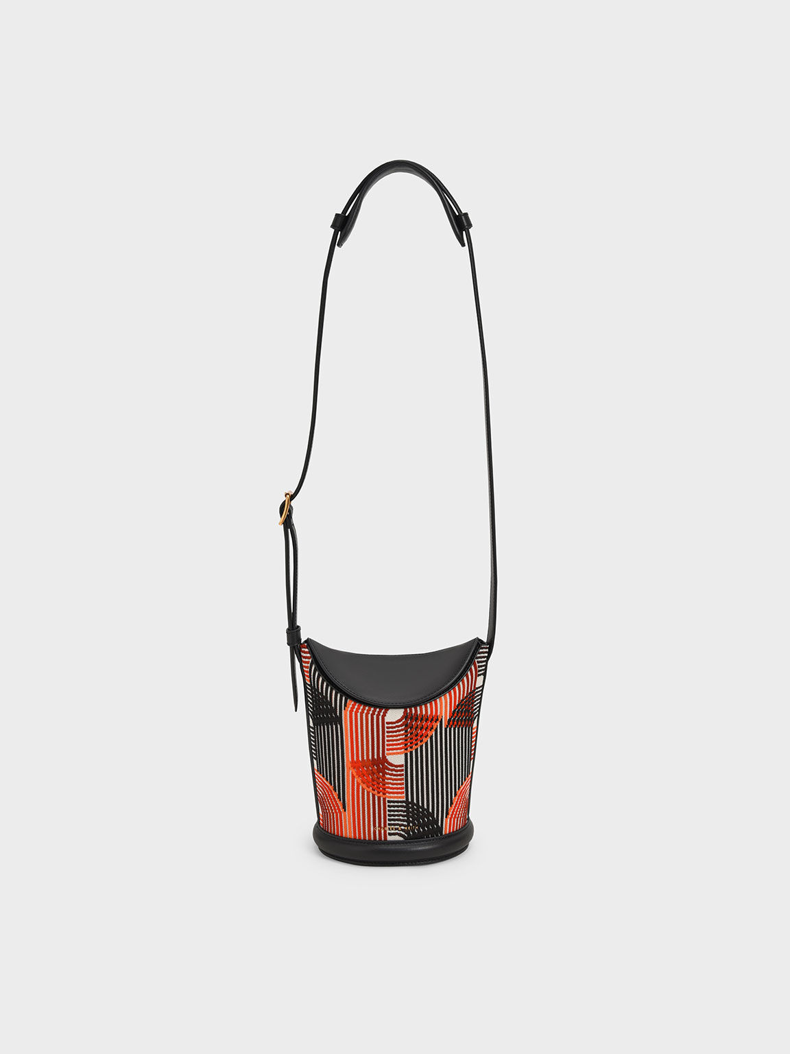 Aurea Printed Knitted Bucket Bag, Orange, hi-res