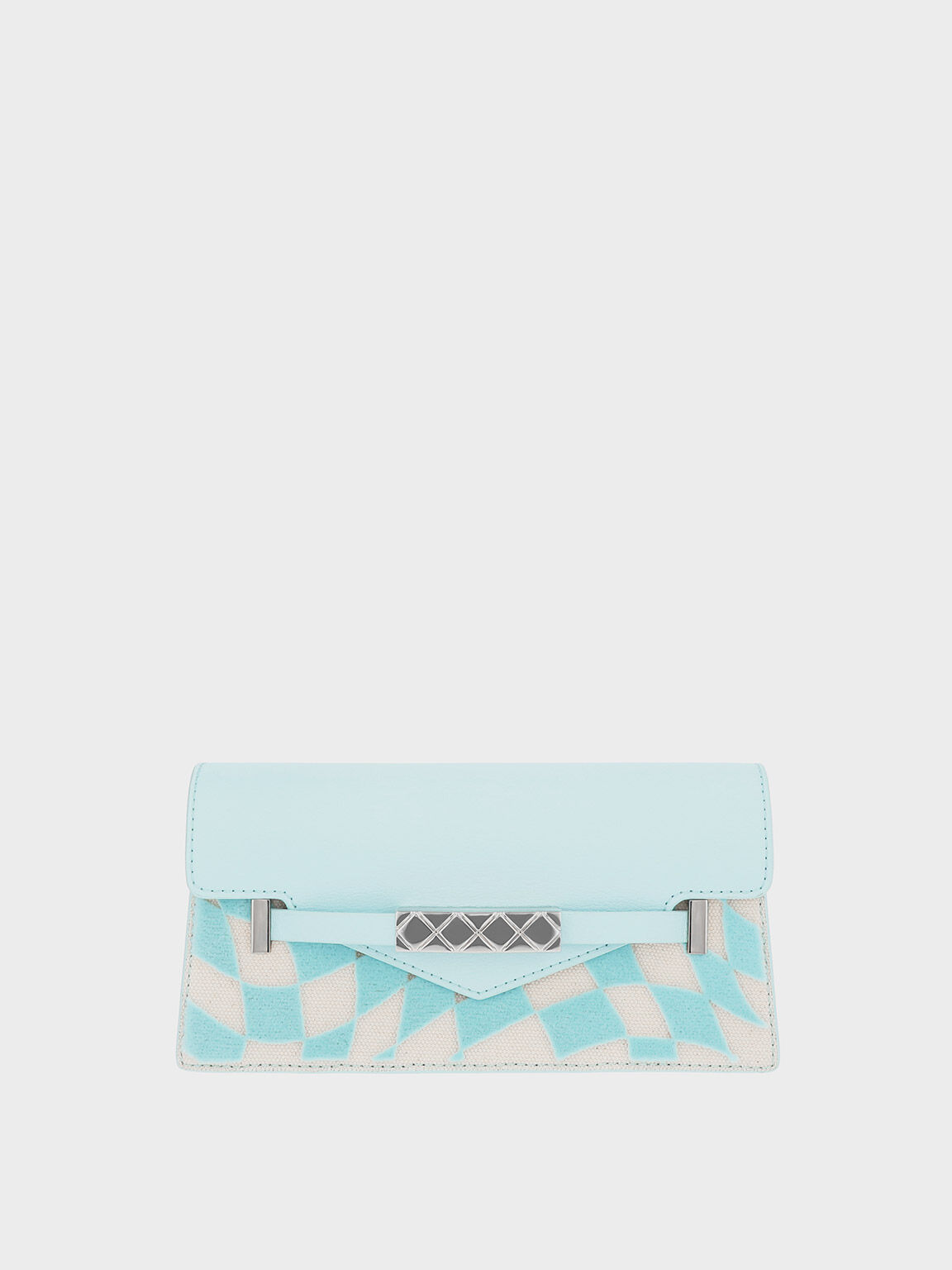 Mini Sabrina Checkered Envelope Shoulder Bag, Light Blue, hi-res