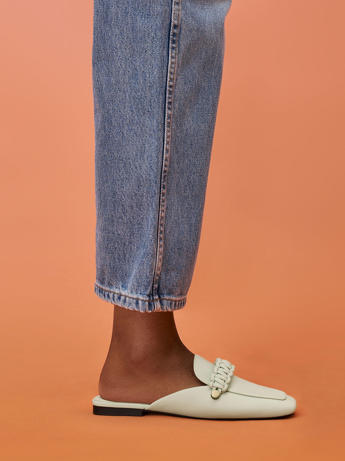 Braided Penny Loafer Mules, Chalk, hi-res