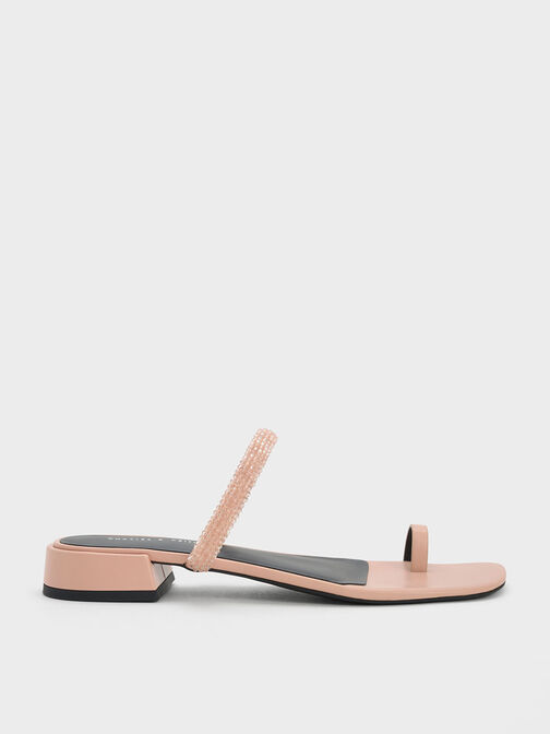 Beaded Toe-Ring Sandals, Nude, hi-res