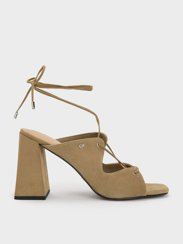 Sandalias de tac&oacute;n de ante Jianna, Verde militar, hi-res