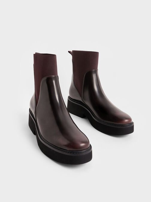 Ankle Sock Boots, Dark Brown, hi-res