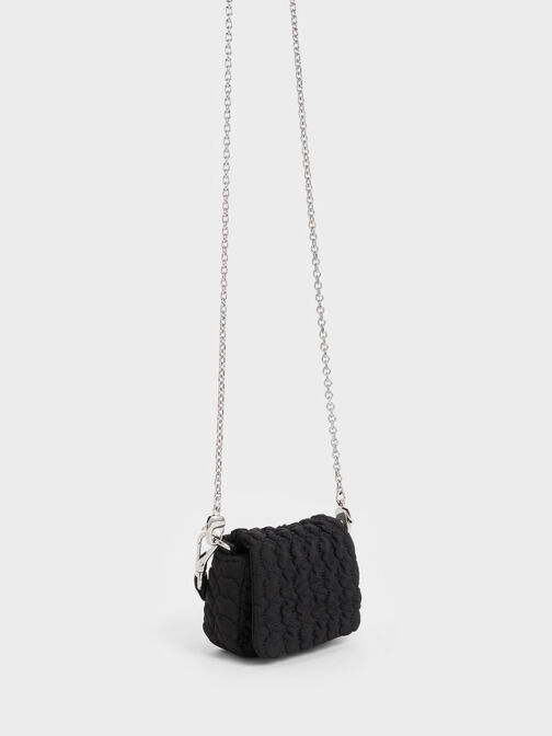 Minibolso fruncido de nailon, Negro, hi-res