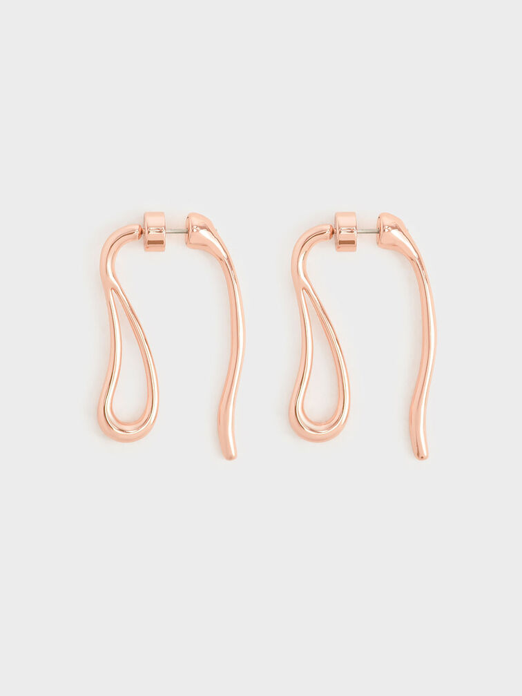 Two-Way Sculptural Drop Earrings, Rose Gold, hi-res