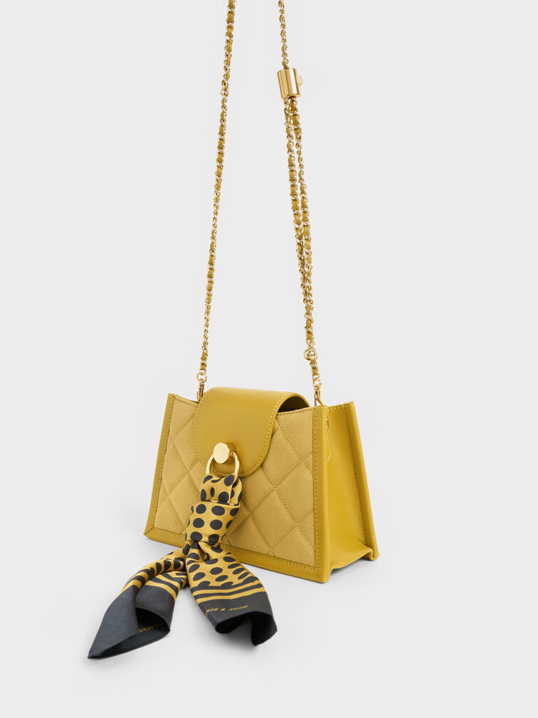 Mini Roza Beaded Handle Scarf Bag, Mustard, hi-res