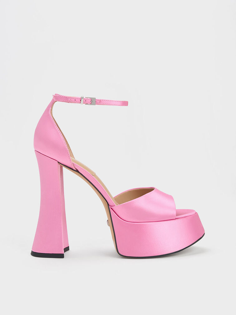 Michelle Recycled Polyester Platform Sandals, Pink, hi-res