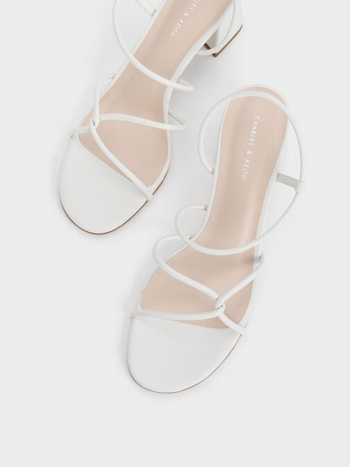 Meadow Strappy Block Heel Sandals, White, hi-res