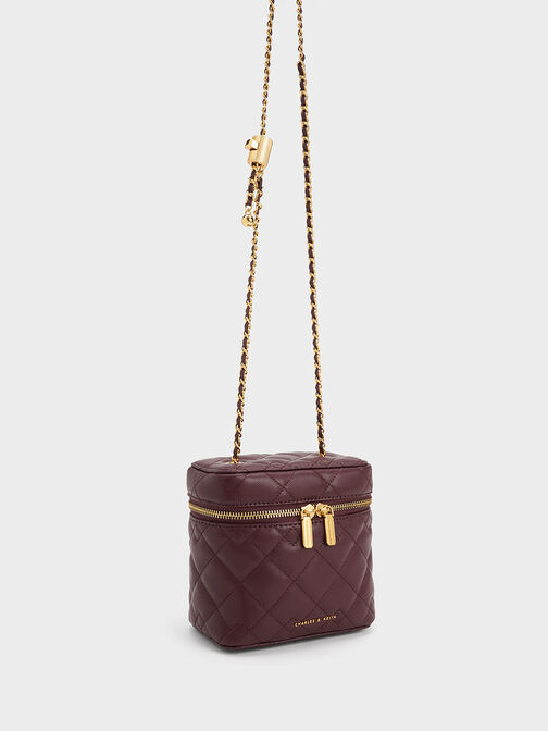 Nezu Quilted Boxy Bag, Dark Chocolate, hi-res