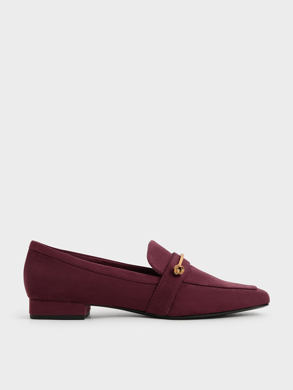 Metallic Accent Textured Penny Loafers, Burgundy, hi-res